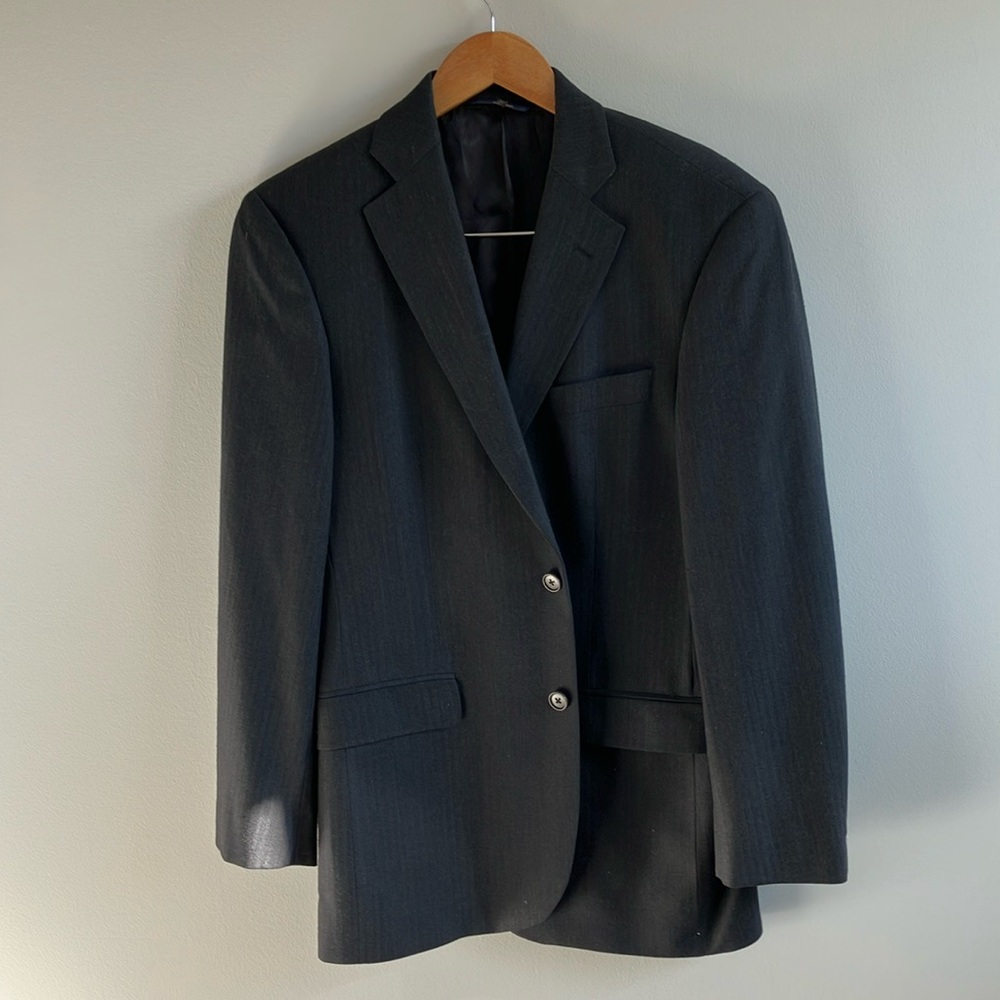 Brooks Brothers 346 men’s herringbone blazer dark grey stretch size 39R